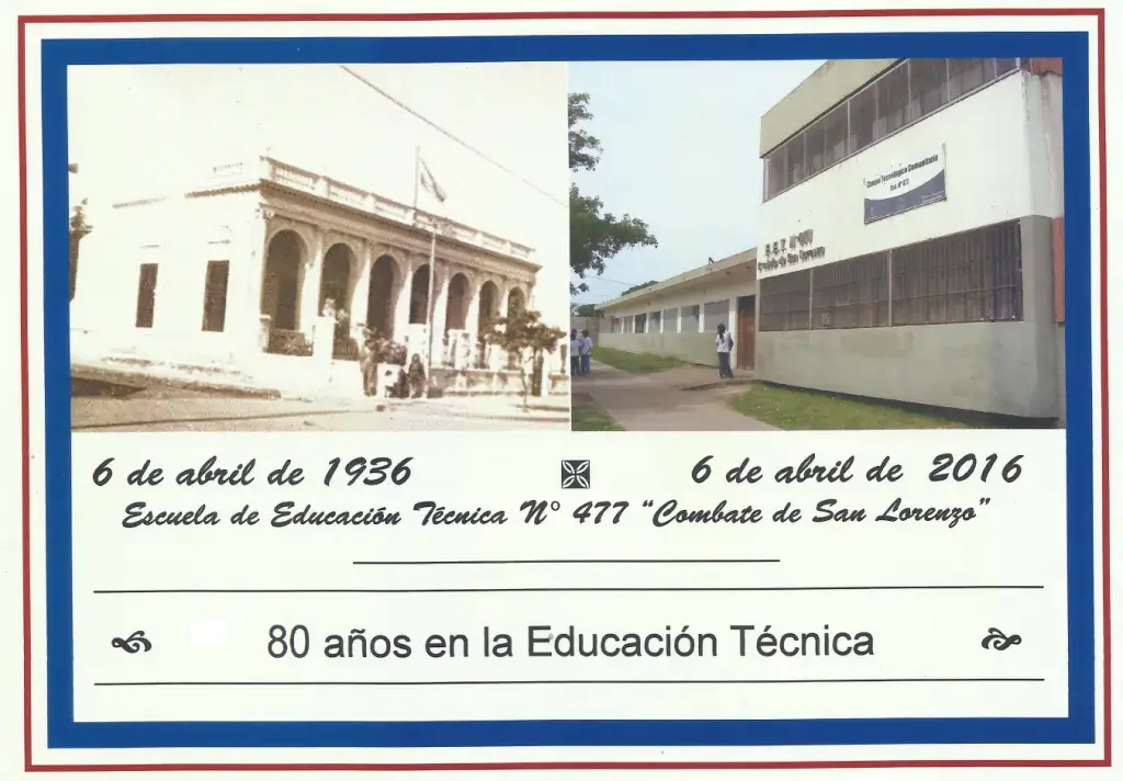 Imagen conmemorativa de los 80 años de la Escuela de Enseñanza Técnica N°477